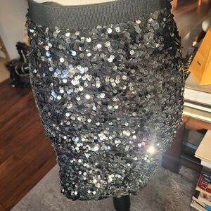H&M Black Sequin Pencil Skirt